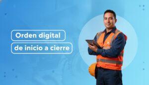 Técnico de mantenimiento con tablet revisando una orden de trabajo