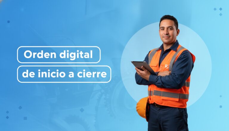 Técnico de mantenimiento con tablet revisando una orden de trabajo